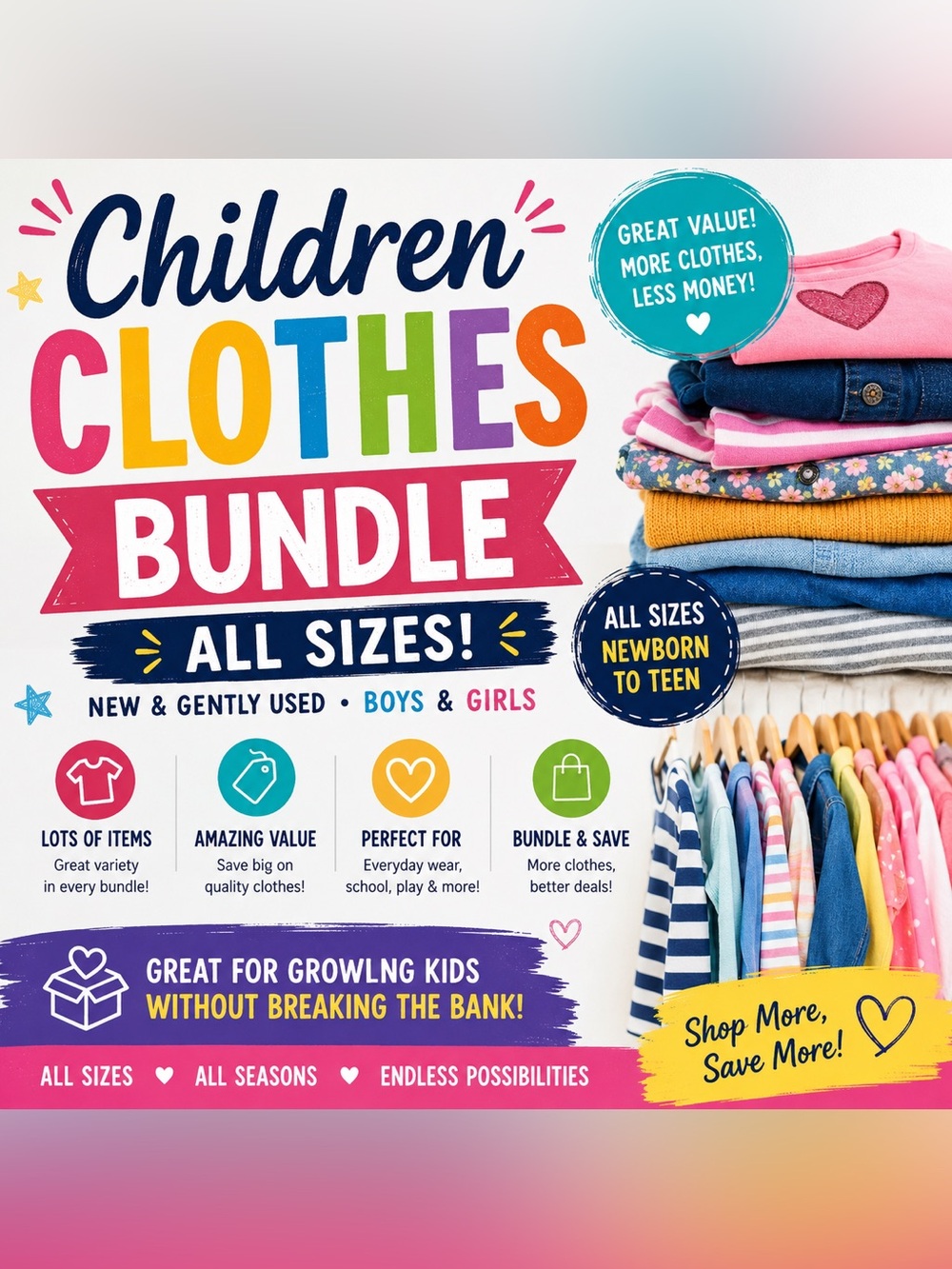 10 Piece New Kids Clothing Reseller Mixed Brands Reseller Bundle Newborn-Teen